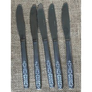 Vintage LLC Japan Scroll Pattern Butter Knife Set Of 5 Whimsical Cottage Core